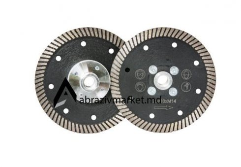 Алмазный диск турбо черный с фланцем Ø 125хМ14