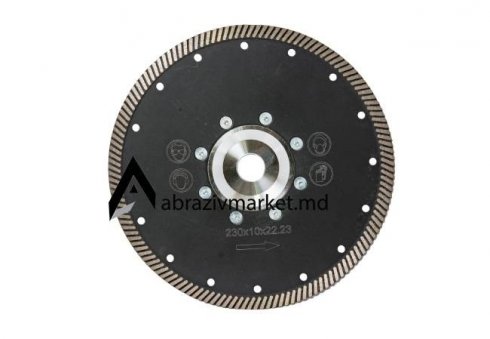 Алмазный диск турбо черный с фланцем Ø 230х22